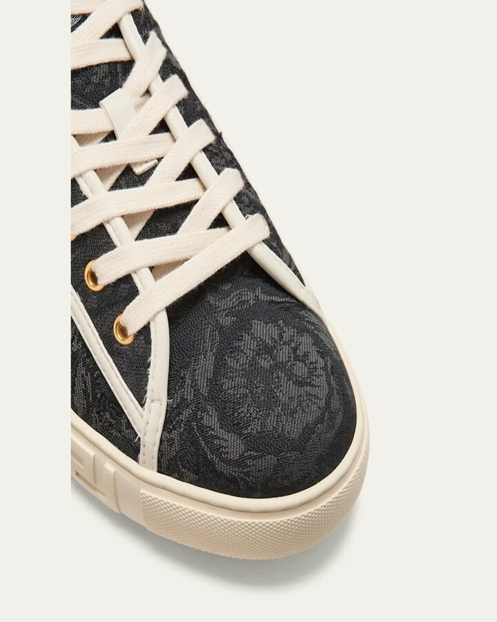 Men's La Greca Baroque Canvas Low-Top Sneakers - Image 5