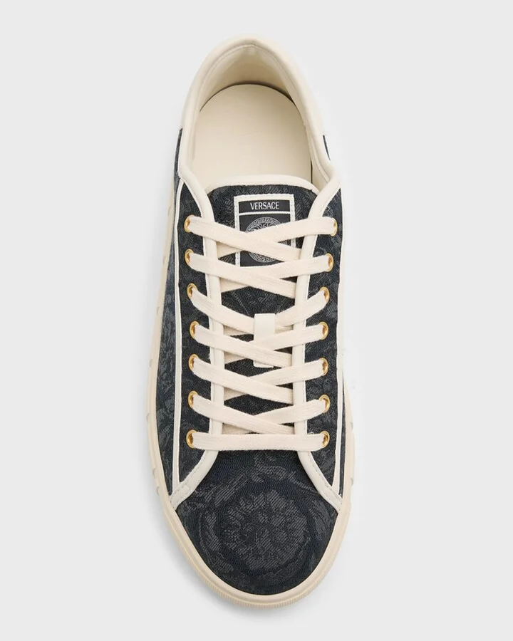 Men's La Greca Baroque Canvas Low-Top Sneakers - Image 2