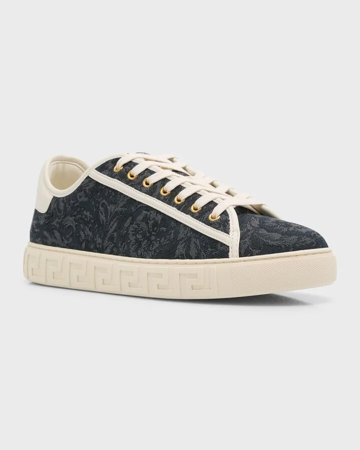 Men's La Greca Baroque Canvas Low-Top Sneakers - Image 3