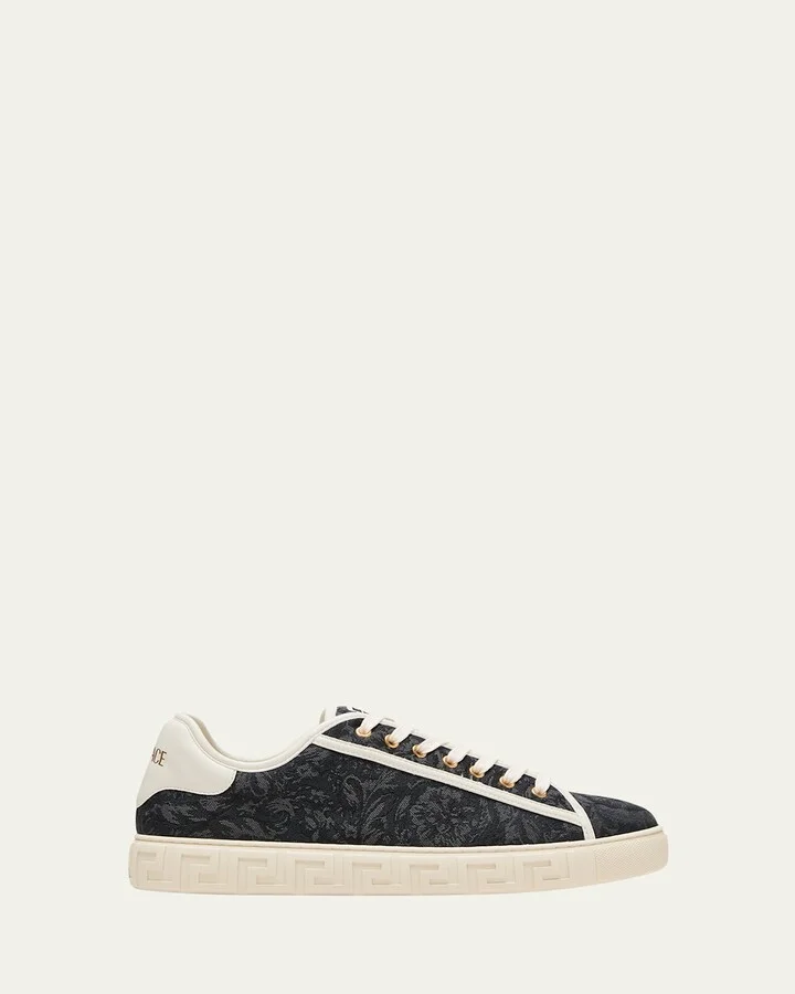 Men's La Greca Baroque Canvas Low-Top Sneakers