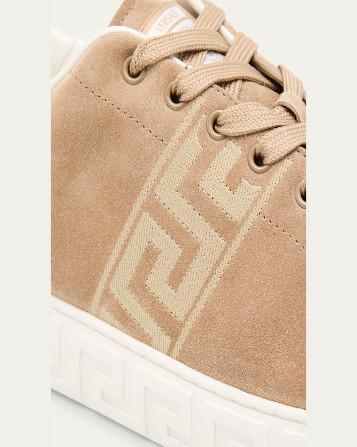 Men's La Greca Greek Key Suede Low-Top Sneakers - Image 6