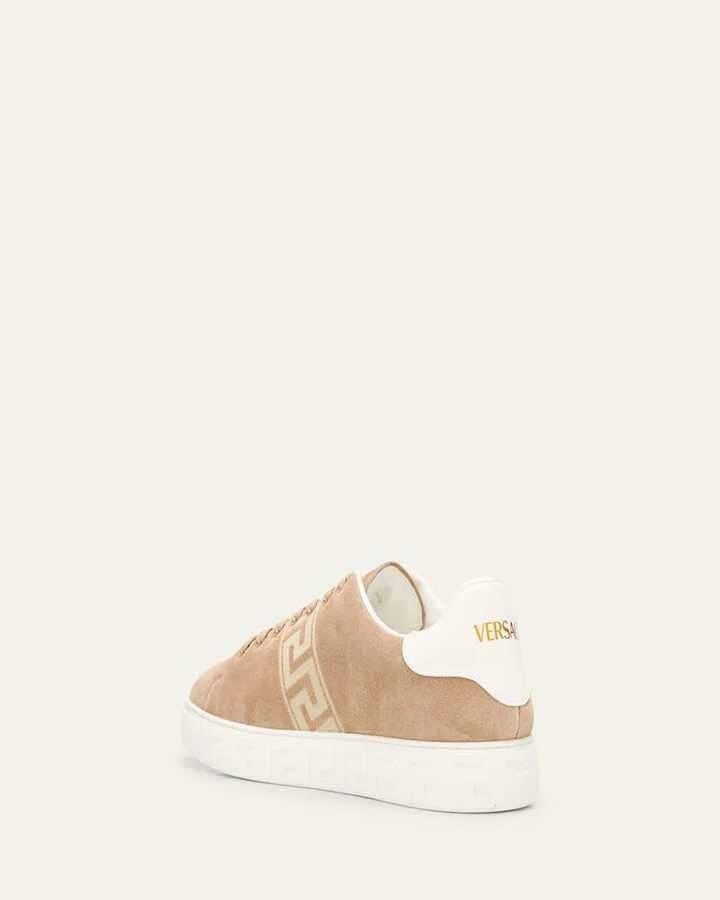 Men's La Greca Greek Key Suede Low-Top Sneakers - Image 9