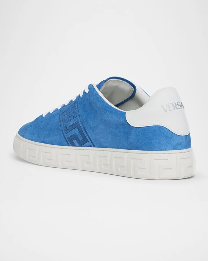 Men's La Greca Greek Key Suede Low-Top Sneakers - Image 2