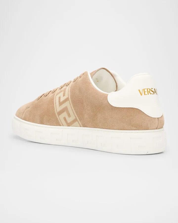 Men's La Greca Greek Key Suede Low-Top Sneakers - Image 7