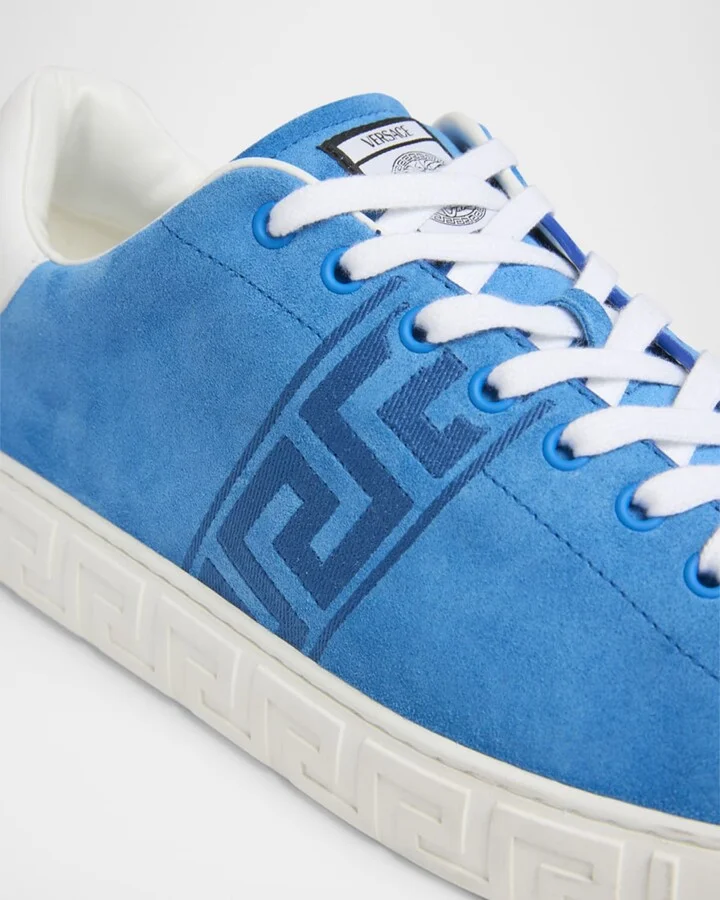 Men's La Greca Greek Key Suede Low-Top Sneakers - Image 8