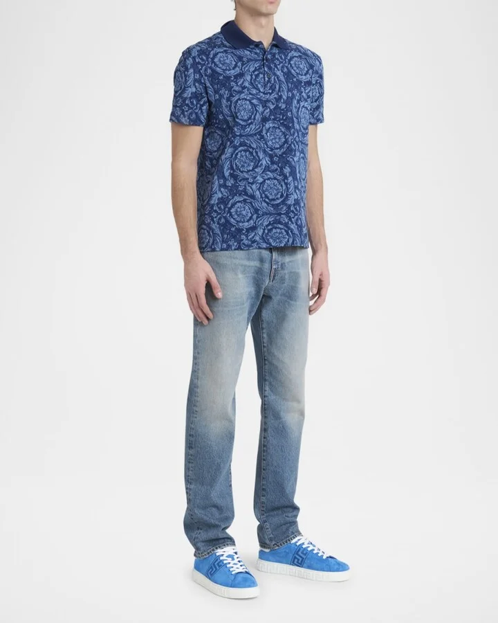 Men's La Greca Greek Key Suede Low-Top Sneakers - Image 9