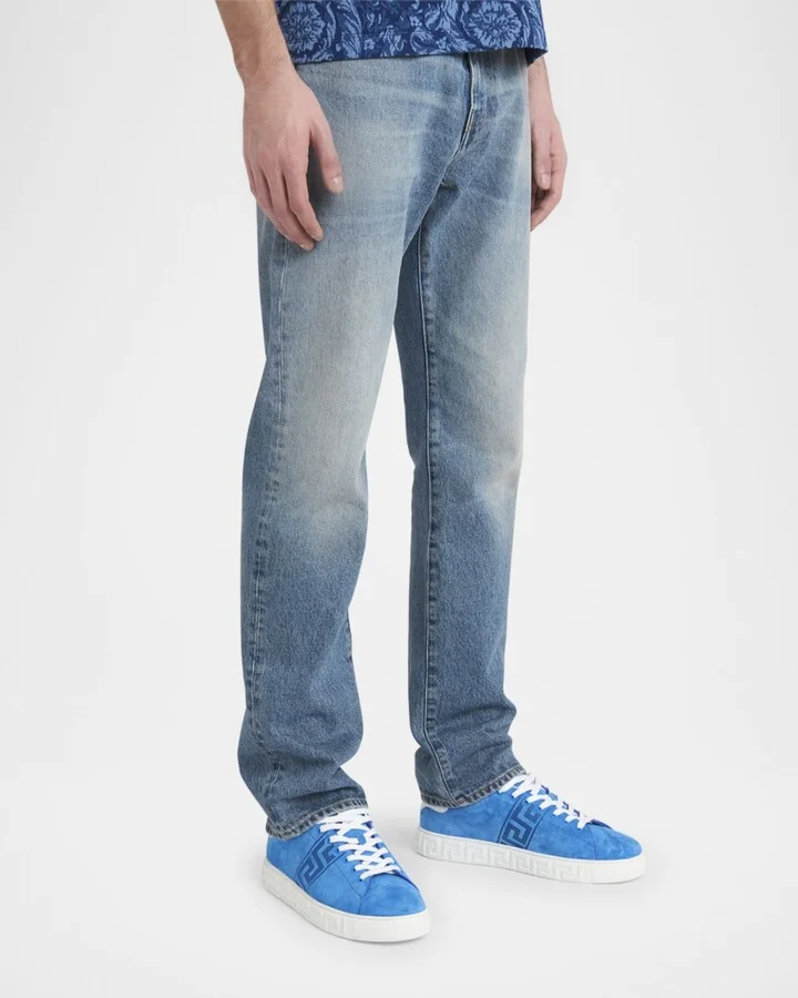 Men's La Greca Greek Key Suede Low-Top Sneakers - Image 10