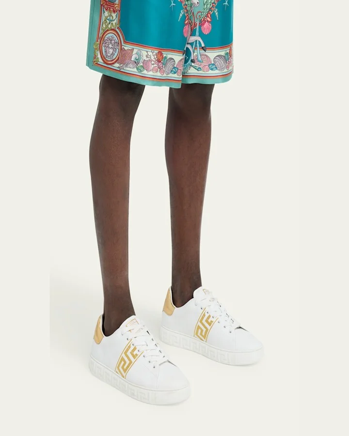 Men's La Greca Leather Low-Top Sneakers - Image 4