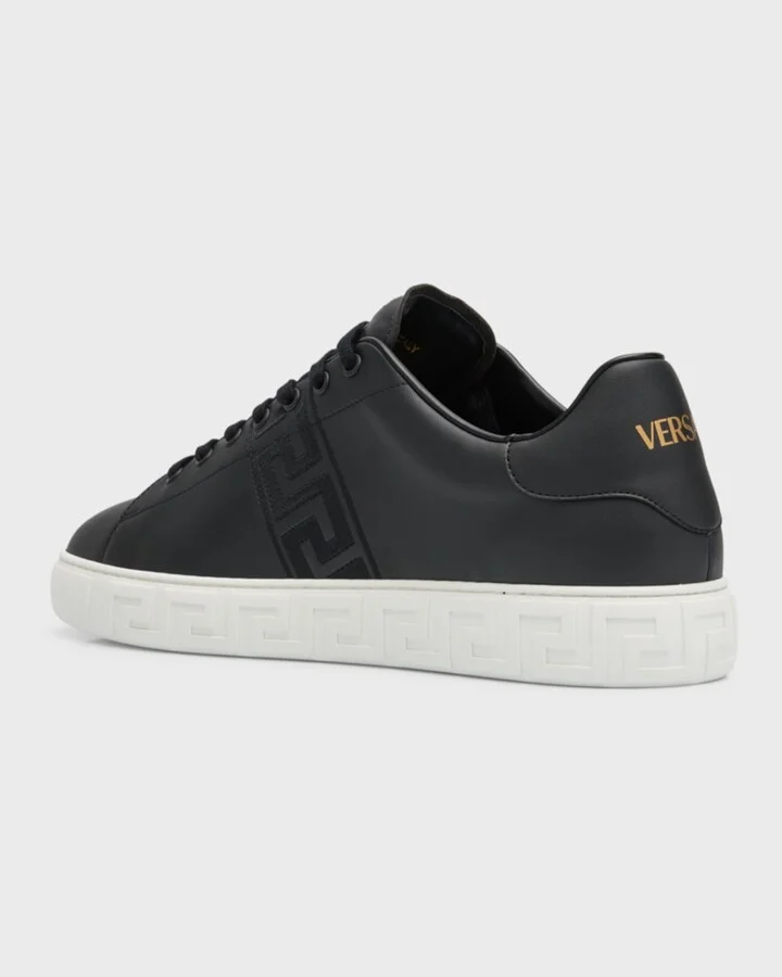Men's La Greca Leather Low-Top Sneakers - Image 10