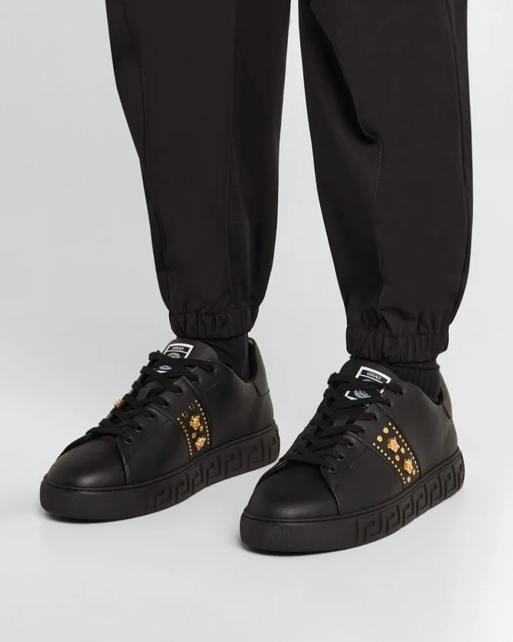 Men's La Greca Leather Low-Top Sneakers - Image 3