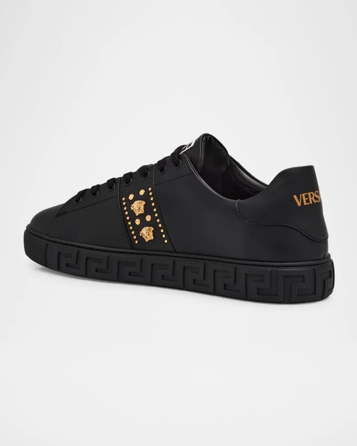 Men's La Greca Leather Low-Top Sneakers - Image 7