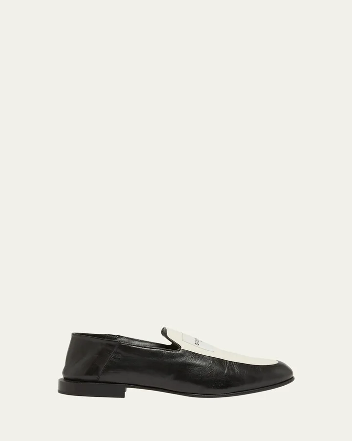Men's Label Leather and Canvas Loafers