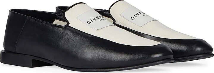 Men's Label Loafers in Shiny Leather and Canvas - Black Natural - Size 7 - Image 2