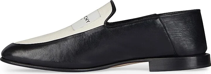 Men's Label Loafers in Shiny Leather and Canvas - Black Natural - Size 7 - Image 3