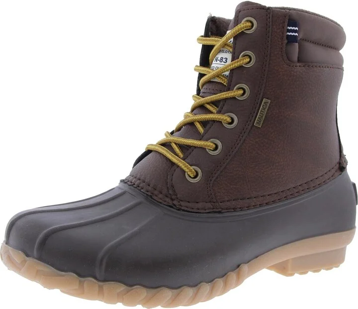 Mens Lace-Up Faux Leather Winter & Snow Boots