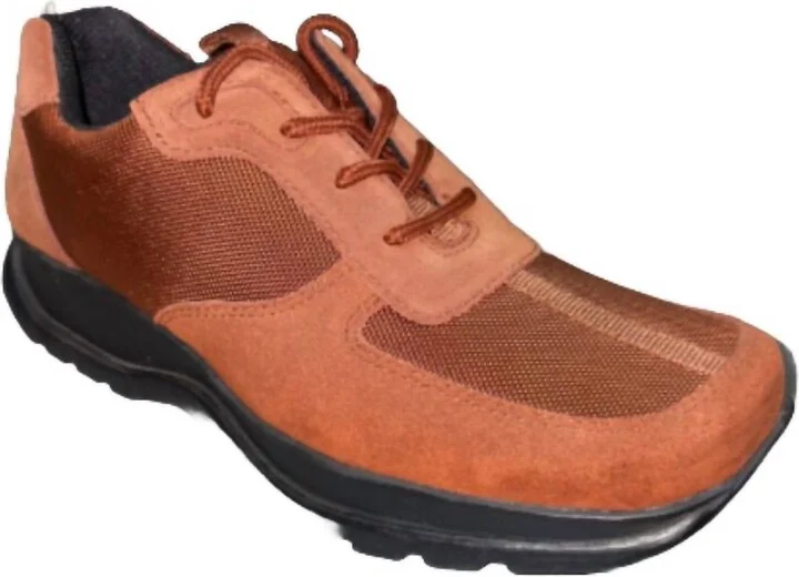 Men's Lace Up Low Top Sneaker In Burnt Orange