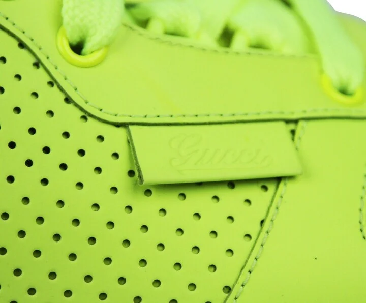 Men's Lace Up Neon Yellow Leather Running Sneakers - Image 6