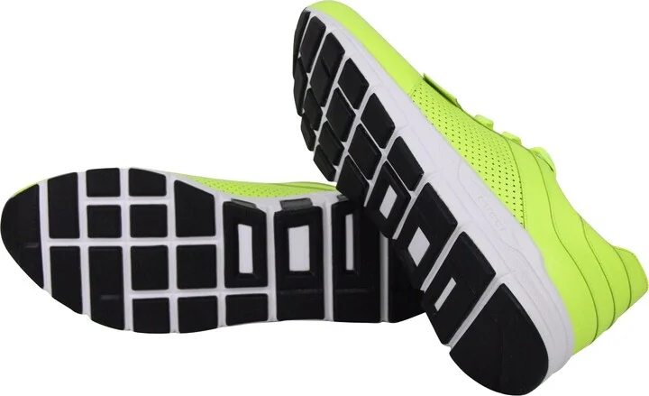 Men's Lace Up Neon Yellow Leather Running Sneakers - Image 9
