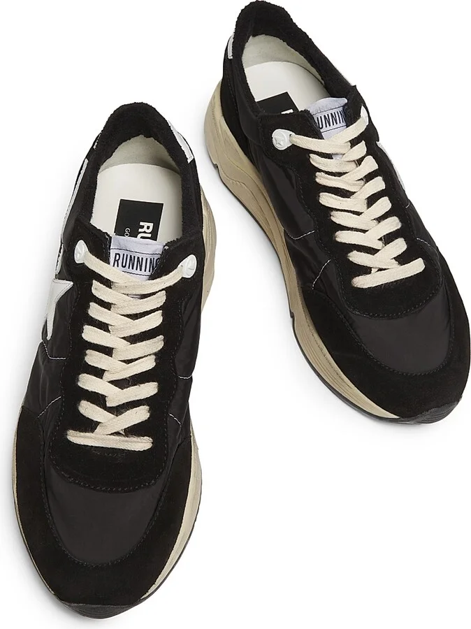 Men's Lace-Up Sneakers - Black White - Size 9 - Image 4