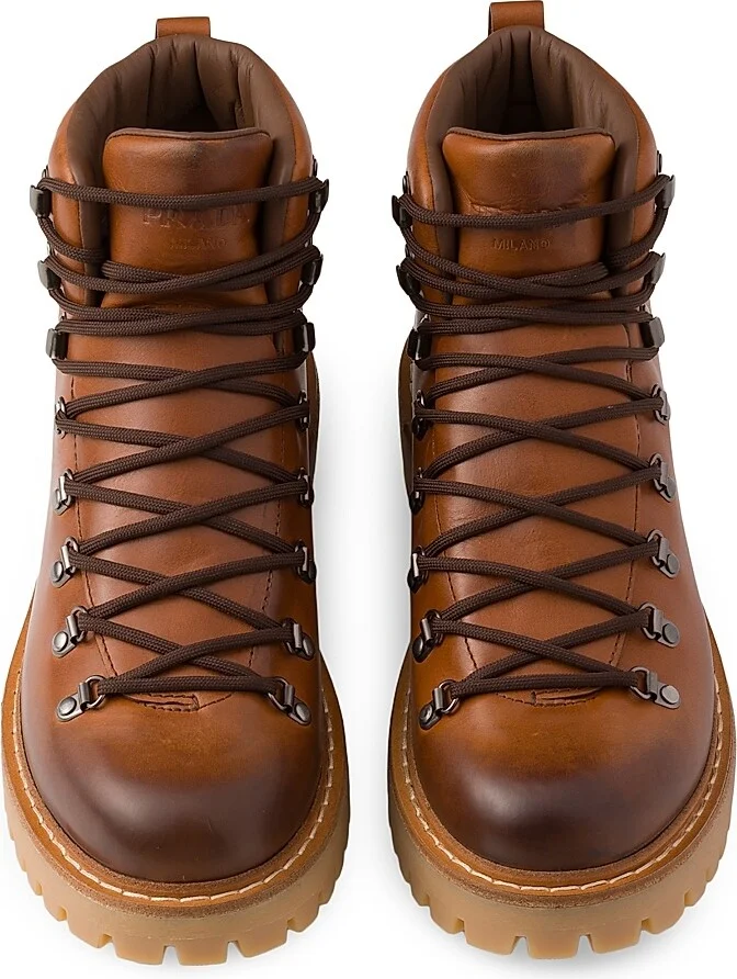 Men's Laced Leather Booties - Brown - Size 6 - Image 3