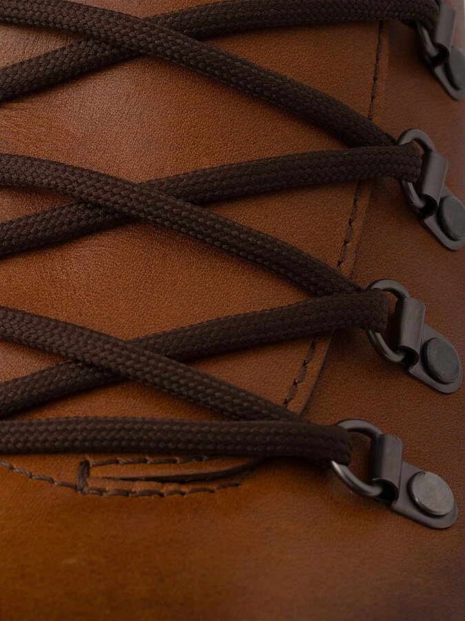 Men's Laced Leather Booties - Brown - Size 6 - Image 6