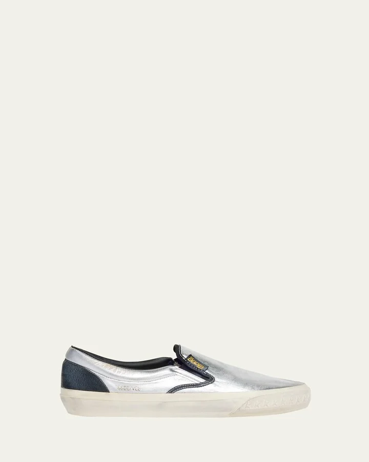 Men's Laminated Leather Slip-On Sneakers