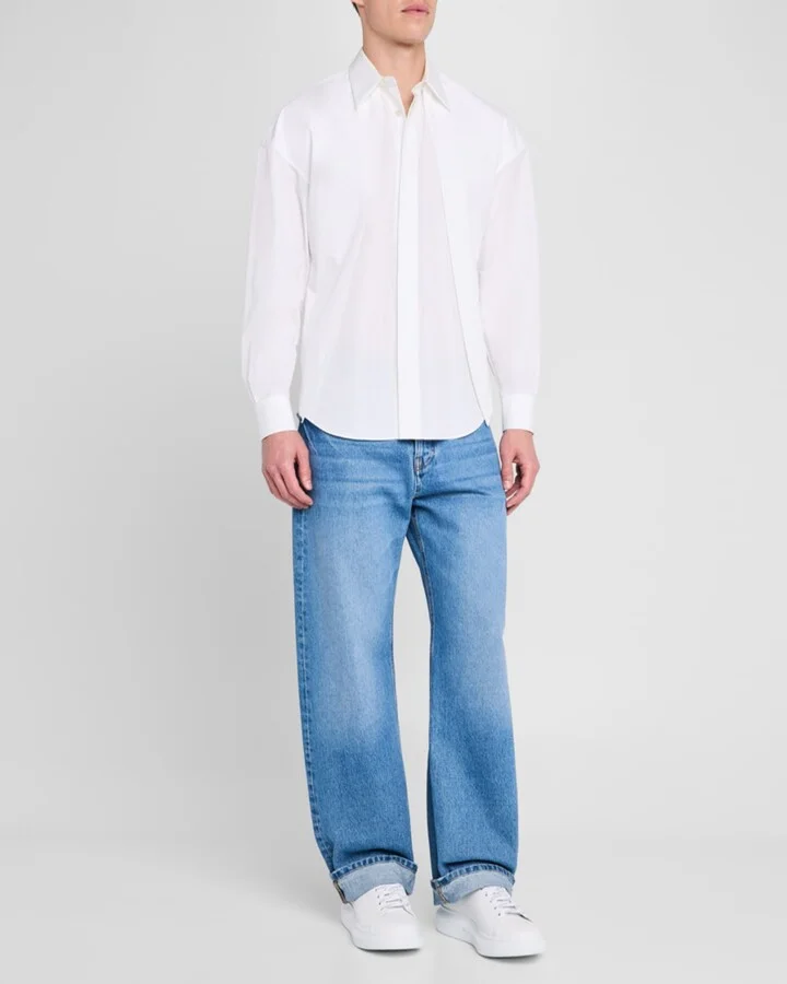 Men's Larry Leather and Velour Low-Top Sneakers - Image 2