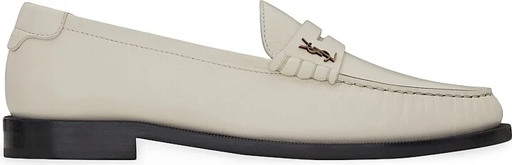 Men's Le Loafer Monogram Penny Slippers In Smooth Leather - Pearl - Size 7 - Image 2