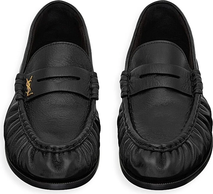 Men's Le Loafer Penny Slippers in Shiny Creased Leather - Black - Size 6 - Image 3