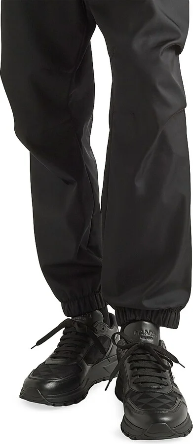Men's Leather and Re-Nylon High-Top Sneakers - Black - Size 12.5 - Image 2