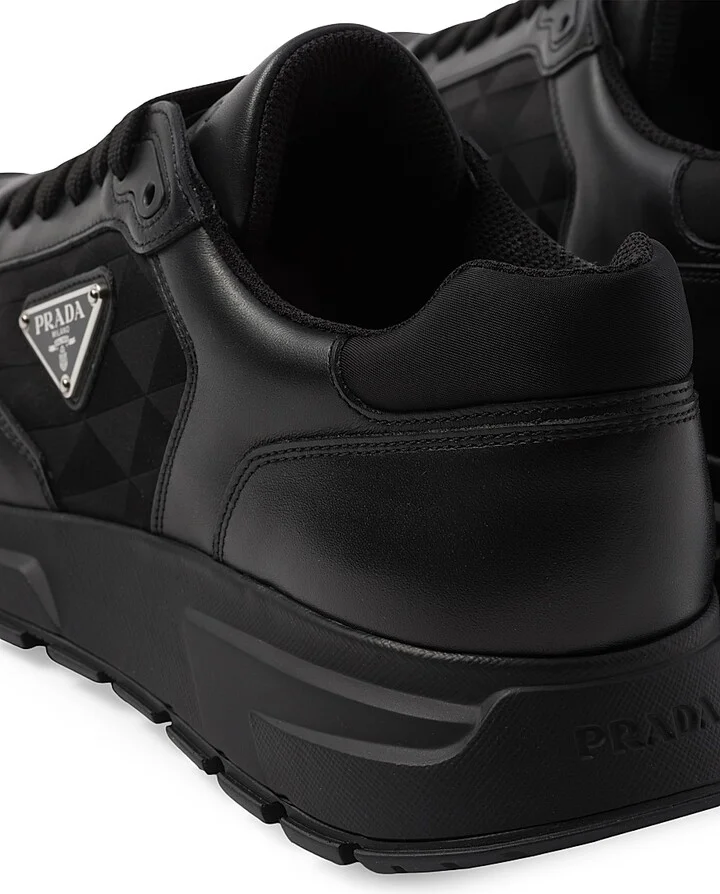 Men's Leather and Re-Nylon High-Top Sneakers - Black - Size 12.5 - Image 6