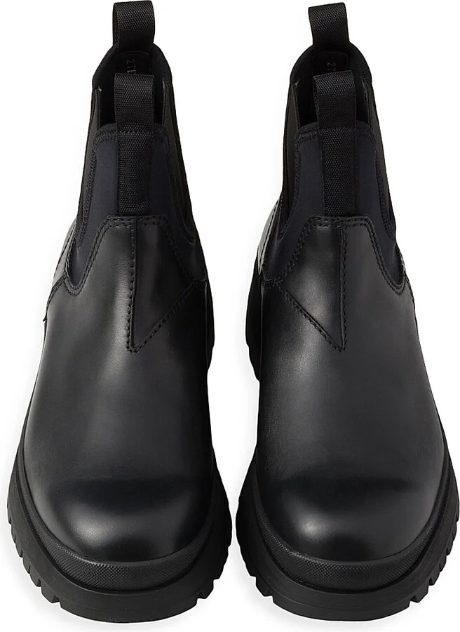 Men's Leather and Stretch Fabric Chelsea Boots - Black - Size 5.5 - Image 3