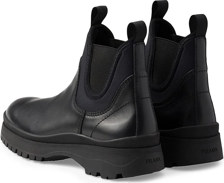 Men's Leather and Stretch Fabric Chelsea Boots - Black - Size 5.5 - Image 4