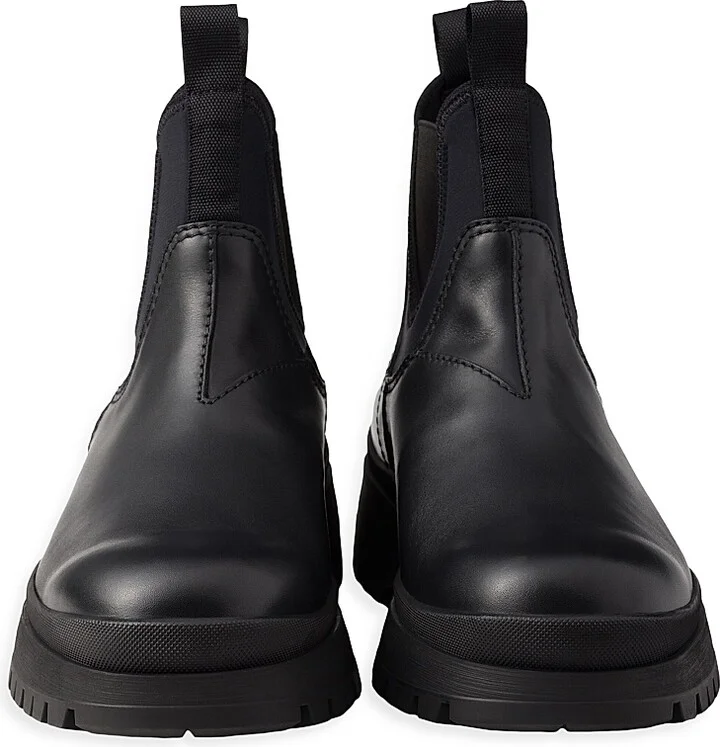 Men's Leather and Stretch Fabric Chelsea Boots - Black - Size 5.5 - Image 6