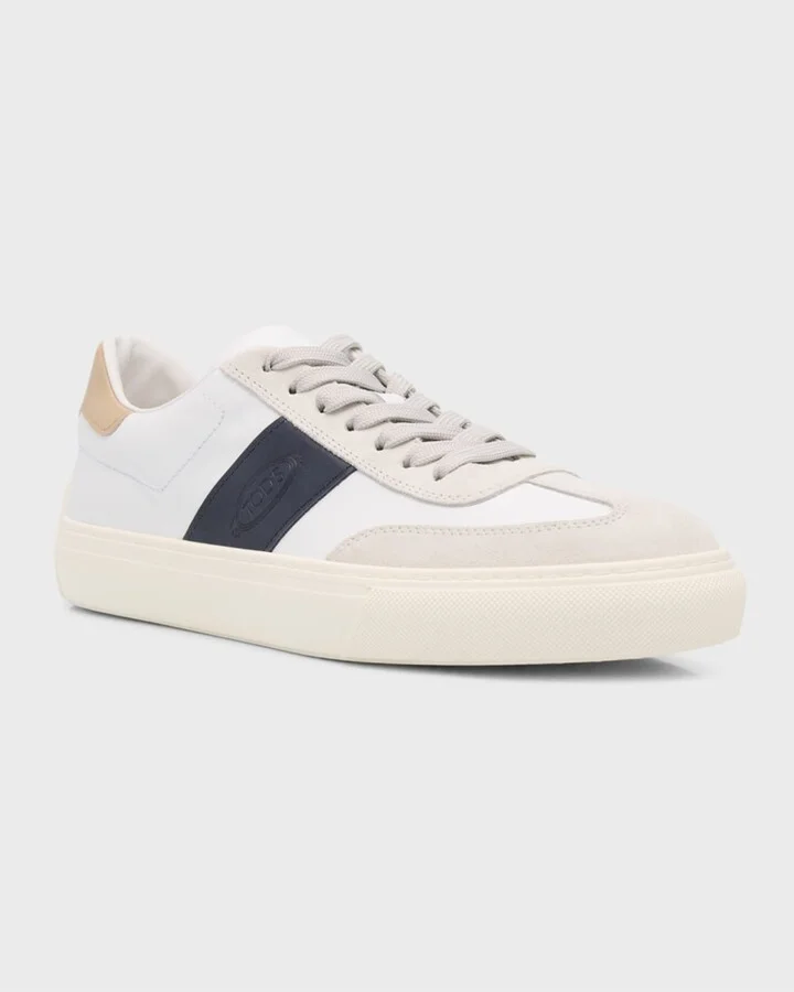 Men's Leather and Suede Low-Top Sneakers - Image 7