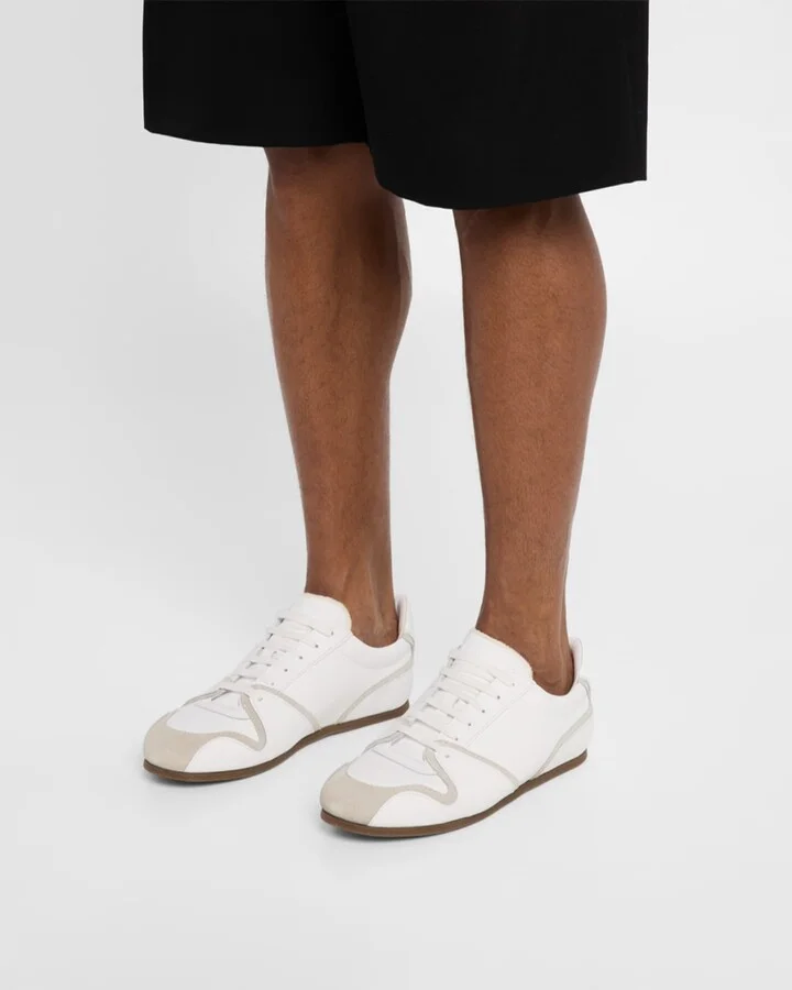 Men's Leather and Suede Low-Top Sneakers - Image 4