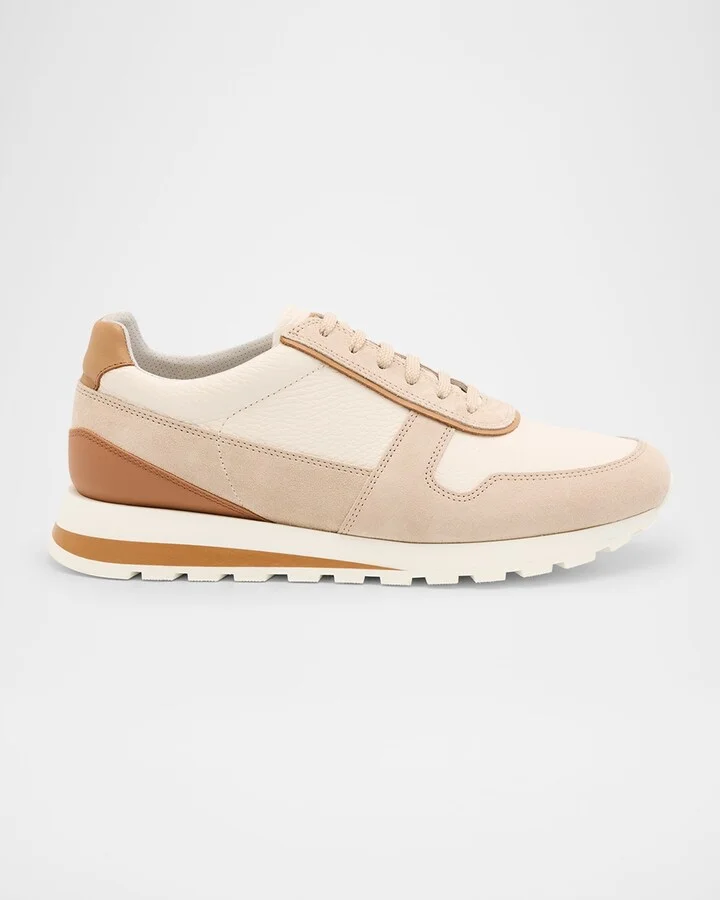 Men's Leather and Suede Runner Sneakers