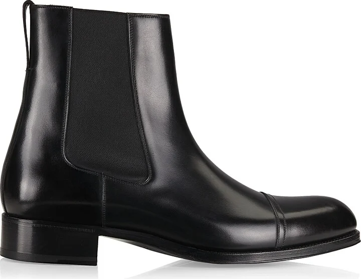 Men's Leather Ankle Boots - Black - Size 11