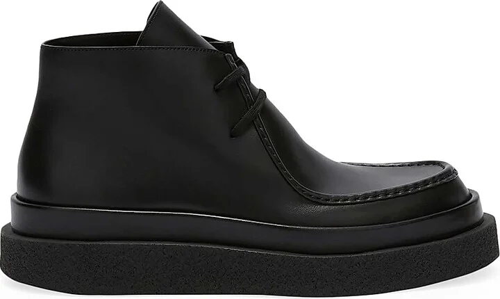 Men's Leather Ankle Boots - Black - Size 6