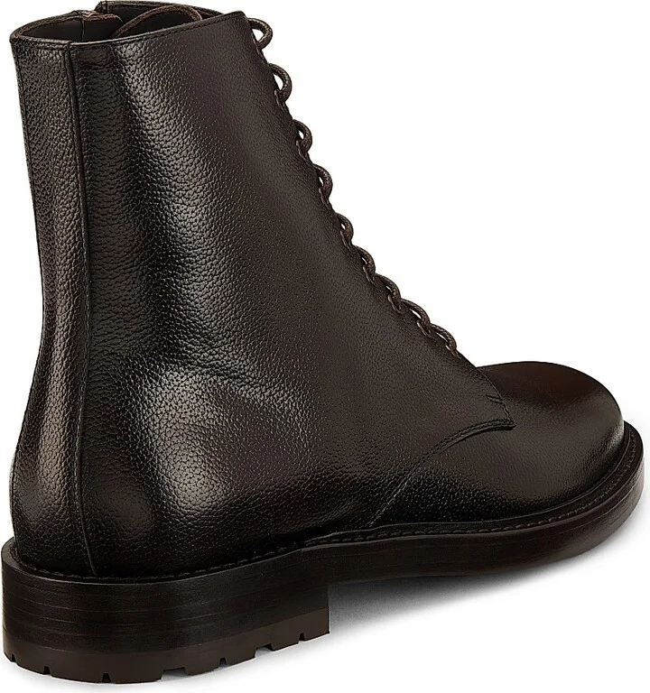 Men's Leather Ankle Boots - Burgundy Black - Size 7 - Image 3