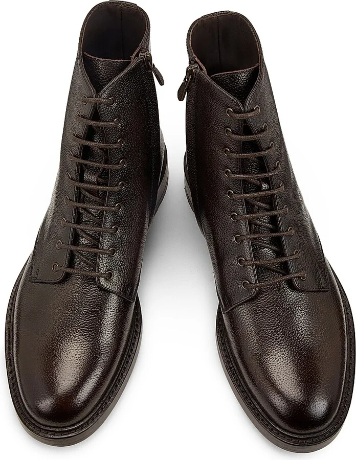 Men's Leather Ankle Boots - Burgundy Black - Size 7 - Image 4
