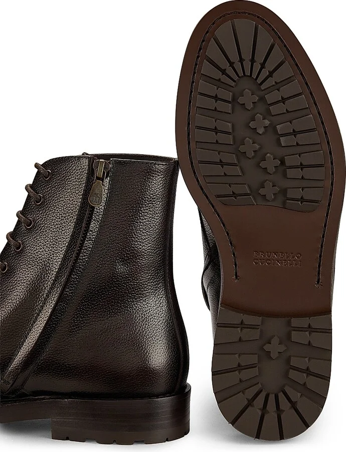 Men's Leather Ankle Boots - Burgundy Black - Size 7 - Image 6