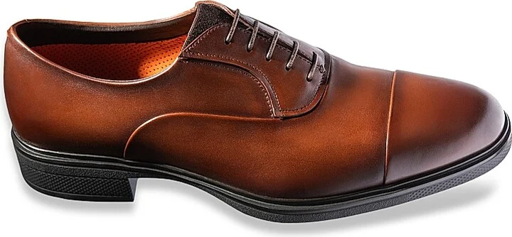 Men's Leather Cap-Toe Derby Shoes - Dark Brown - Size 7 - Image 2