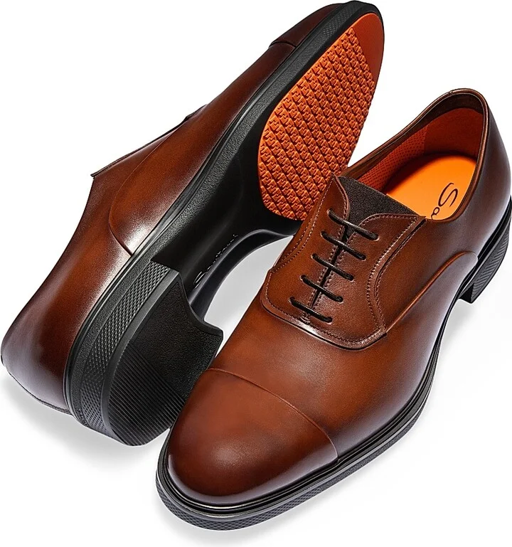 Men's Leather Cap-Toe Derby Shoes - Dark Brown - Size 7 - Image 4