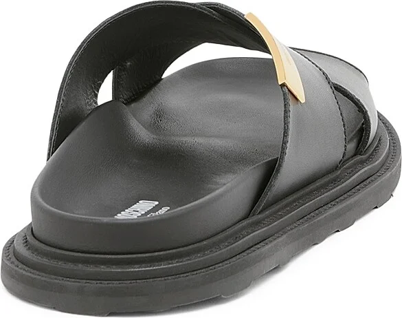 Men's Leather Crisscross Sandals - Black - Size 6 - Image 3