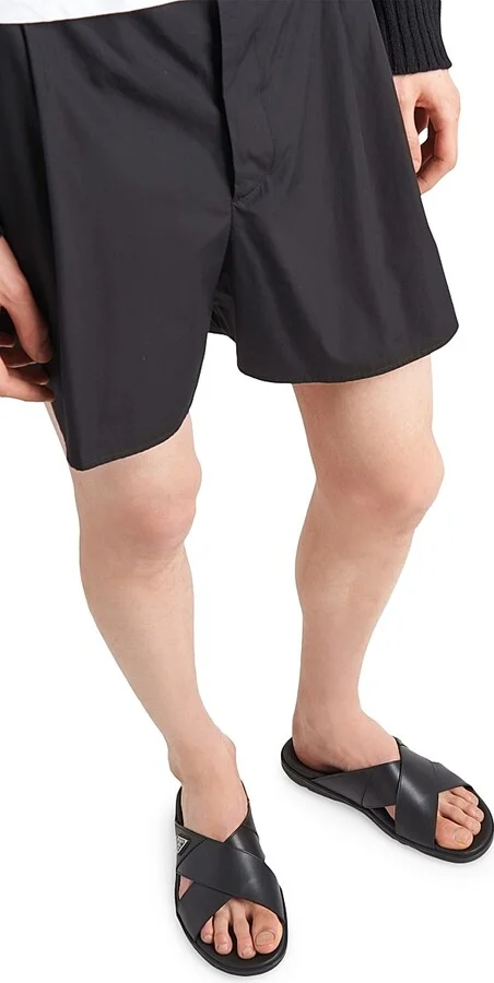 Men's Leather Crisscross Slides - Black - Size 7 - Image 2