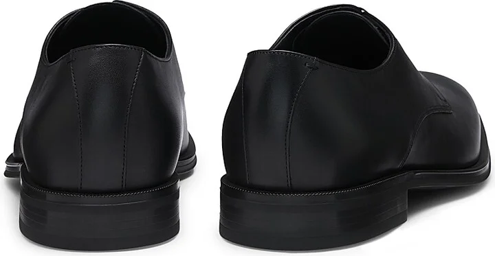 Men's Leather Derby Shoes with Stitching Details - Black - Size 11 - Image 3