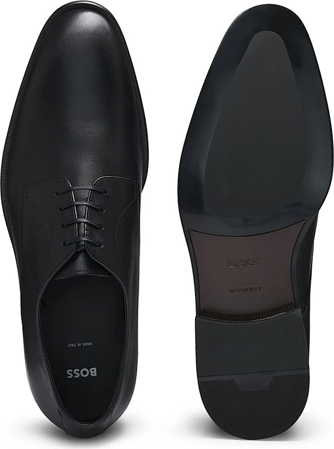 Men's Leather Derby Shoes with Stitching Details - Black - Size 11 - Image 4