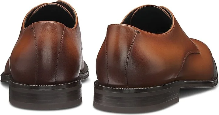 Men's Leather Derby Shoes with Stitching Details - Black - Size 11 - Image 7