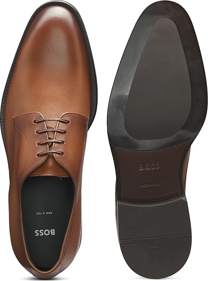 Men's Leather Derby Shoes with Stitching Details - Black - Size 11 - Image 8